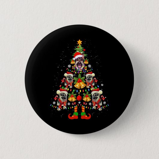 Duitse Herder Hond Santa Hoed Kerstboom Kerstmis Ronde Button 5,7 Cm (Voorkant)