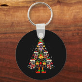 Duitse Herder Hond Santa Hoed Kerstboom Kerstmis Sleutelhanger (Voorkant)