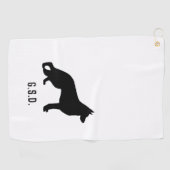 Duitse herder hond silhouet aangepaste Initialen Golfhanddoek (Horizontaal)
