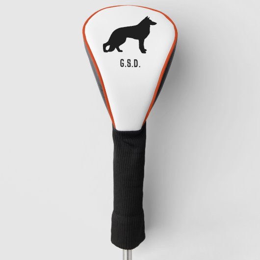 Duitse herder hond silhouet aangepaste Initialen Golfheadcover (Voorkant)