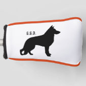 Duitse herder hond silhouet aangepaste Initialen Golfheadcover (Voorkant)
