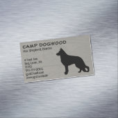 Duitse herder hond silhouet faux hout stijl magnetisch visitekaartje (Voorbeeld)