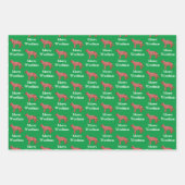 Duitse Herder Hond Silhouet Groene Merry Woofmas Inpakpapier Vel (Voorkant)