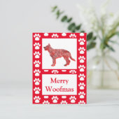 Duitse Herder Hond Silhouet Rood Vrolijk Kerstfees Briefkaart (Staand voorkant)