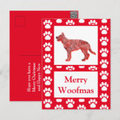 Duitse Herder Hond Silhouet Rood Vrolijk Kerstfees Briefkaart (Voorkant / Achterkant)