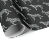 Duitse Herder Hond Silhouet Y & B Grid Zwart Gift Cadeaupapier (Rol Hoek)