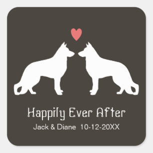 Duitse herder hond silhouetten met aangepaste teks vierkante sticker