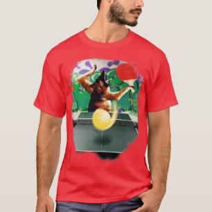 Duitse Herder Hond Spelen Tafeltennis Ping Pong T-shirt