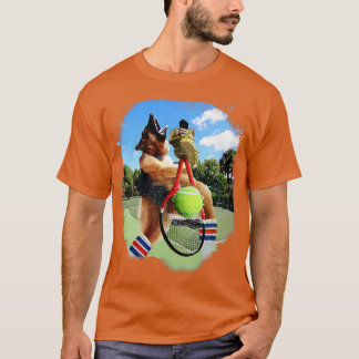 Duitse herder hond spelen tennis t-shirt