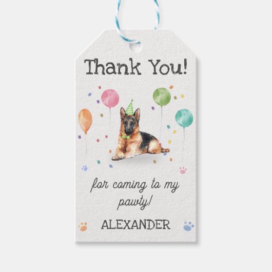 Duitse Herder Hond Verjaardag Dank u Cadeau Label Cadeaulabel (Voorkant)