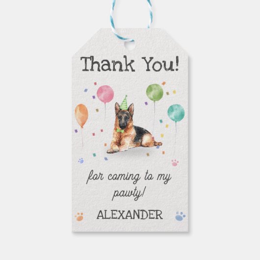 Duitse Herder Hond Verjaardag Dank u Cadeau Label Cadeaulabel (Achterkant)