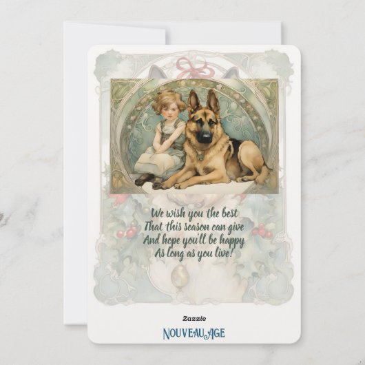 Duitse Herder Hond Vintage Kerstmis Kaart (Achterkant)