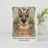 Duitse Herder Hond Vintage Kerstmis Kaart (Staand voorkant)