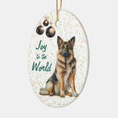Duitse Herder Hond Vreugde aan de Wereld Kerstmis Keramisch Ornament (Links)