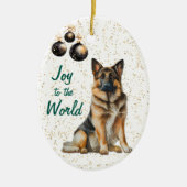 Duitse Herder Hond Vreugde aan de Wereld Kerstmis Keramisch Ornament (Voorkant)
