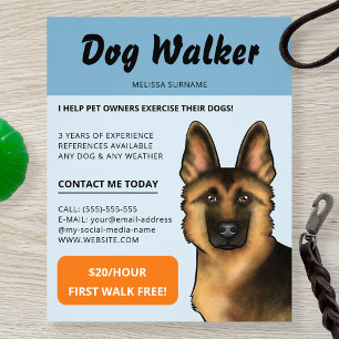 Duitse Herder Hond Walker Hond Walking Pet Service Flyer