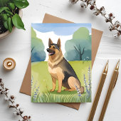 Duitse Herder | Hond Watercolor Schilderij Kaart
