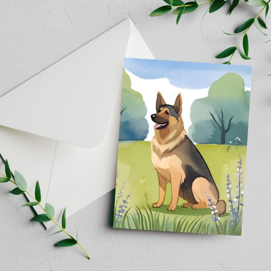 Duitse Herder | Hond Watercolor Schilderij Kaart