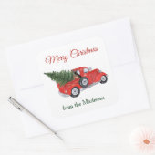 Duitse Herder Hond Waterverf Kerstwagen Vierkante Sticker (Envelop)