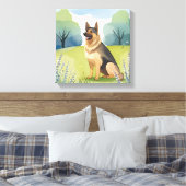 Duitse herder | Hond Waterverf schilderij Canvas Afdruk (Insitu (Slaapkamer))