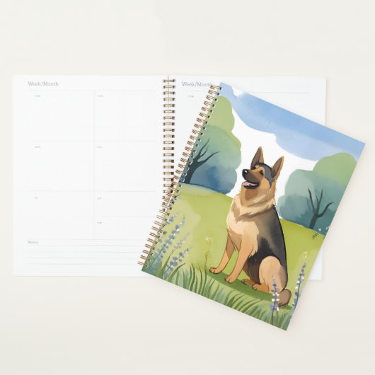 Duitse herder | Hond Waterverf schilderij Planner (Display)