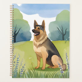 Duitse herder | Hond Waterverf schilderij Planner