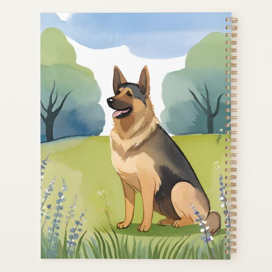 Duitse herder | Hond Waterverf schilderij Planner (Achterkant)