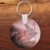 Duitse Herder Hond Wolken Hemel Art Portret GSD Sleutelhanger (Voorkant)