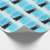 Duitse herder hond zitten in sneeuw Santa hoed Cadeaupapier (Hoek)