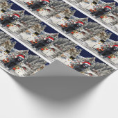 Duitse herder hond zitten in sneeuw Santa hoed Cadeaupapier (Hoek)