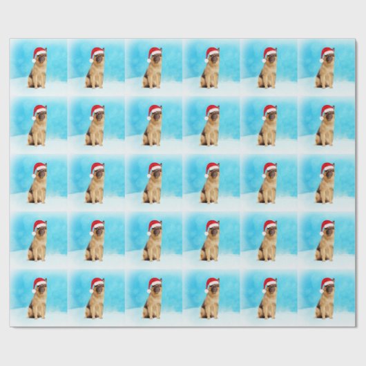 Duitse herder hond zitten in sneeuw Santa hoed Cadeaupapier (Vlak)