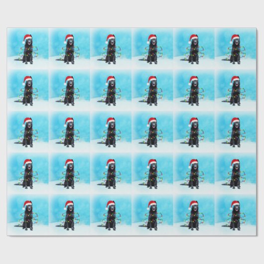 Duitse herder hond zitten op strand Santa Hat Cadeaupapier (Vlak)