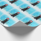 Duitse herder hond zitten op strand Santa Hat Cadeaupapier (Hoek)