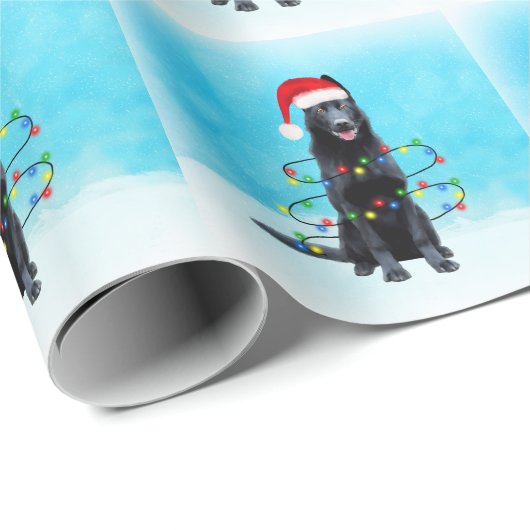 Duitse herder hond zitten op strand Santa Hat Cadeaupapier (Rol Hoek)