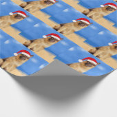 Duitse herder hond zitten op strand Santa Hat Cadeaupapier (Hoek)