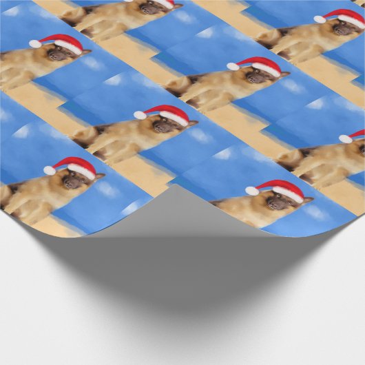 Duitse herder hond zitten op strand Santa Hat Cadeaupapier (Hoek)