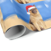 Duitse herder hond zitten op strand Santa Hat Cadeaupapier (Rol Hoek)