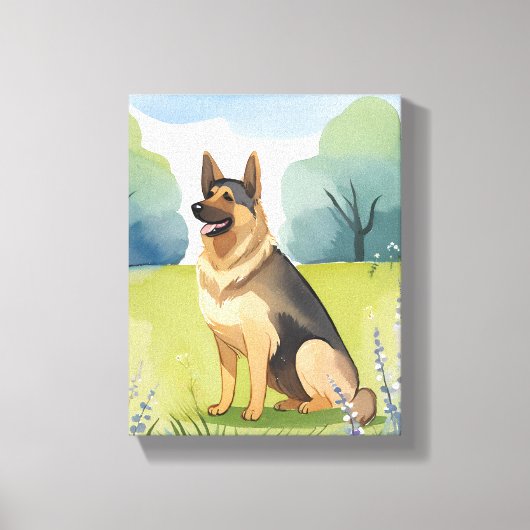 Duitse Herder | Honden Aquarel Schilderij Canvas Afdruk (Voorkant)