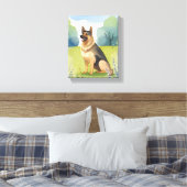 Duitse Herder | Honden Aquarel Schilderij Canvas Afdruk (Insitu (Slaapkamer))