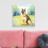 Duitse Herder | Honden Aquarel Schilderij Canvas Afdruk (Insitu (Woonkamer))