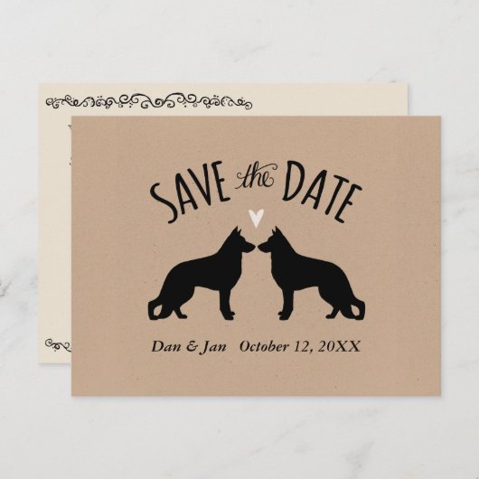 Duitse Herder Honden Bruiloft Save the Date Aankondigingskaart (Voorkant / Achterkant)