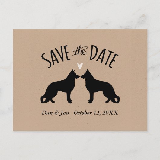 Duitse Herder Honden Bruiloft Save the Date Aankondigingskaart (Voorkant)