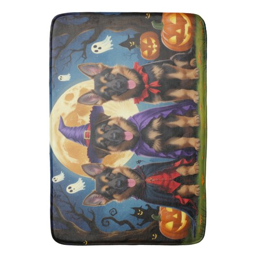 Duitse Herder Honden Pompoen Halloween Grappig Badmat (Voorkant Verticaal)