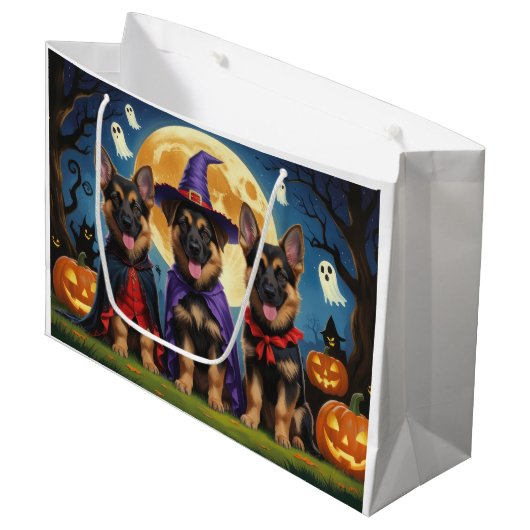 Duitse Herder Honden Pompoen Halloween Grappig Groot Cadeauzakje (Voorkant Gekanteld)