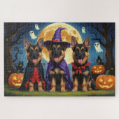 Duitse Herder Honden Pompoen Halloween Grappig Legpuzzel (Horizontaal)