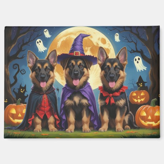 Duitse Herder Honden Pompoen Halloween Grappig Magneet (Voorkant)