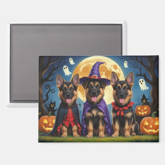 Duitse Herder Honden Pompoen Halloween Grappig Magneet (Voorkant / Achterkant)
