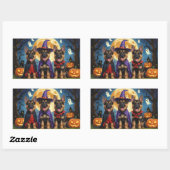 Duitse Herder Honden Pompoen Halloween Grappig Rechthoekige Sticker (Vel)