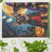 Duitse Herder Honden Pompoen Halloween Grappig Theedoek (Gevouwen)