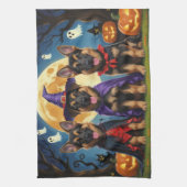 Duitse Herder Honden Pompoen Halloween Grappig Theedoek (Verticaal)